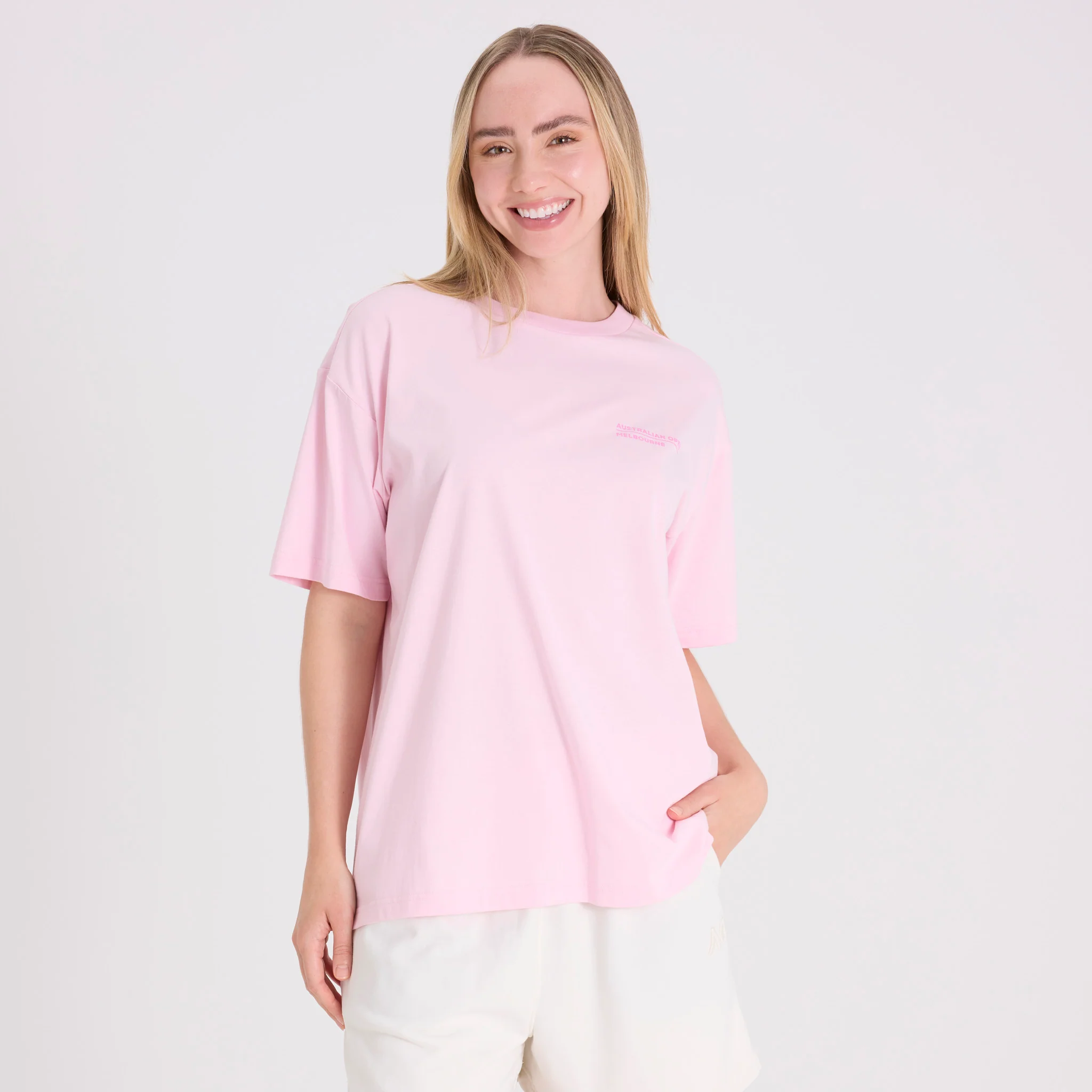 Unisex Australian Open Court Backprint T-Shirt Pink - Image 2