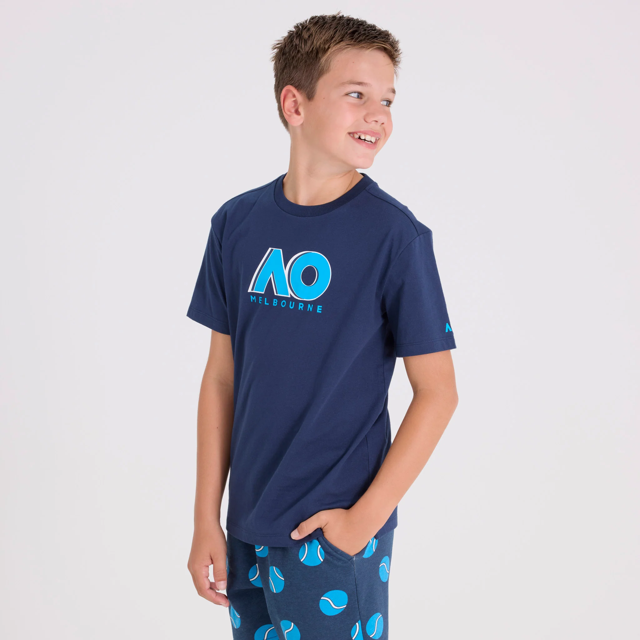 Kids Australian Open Logo T-Shirt Navy - Image 7