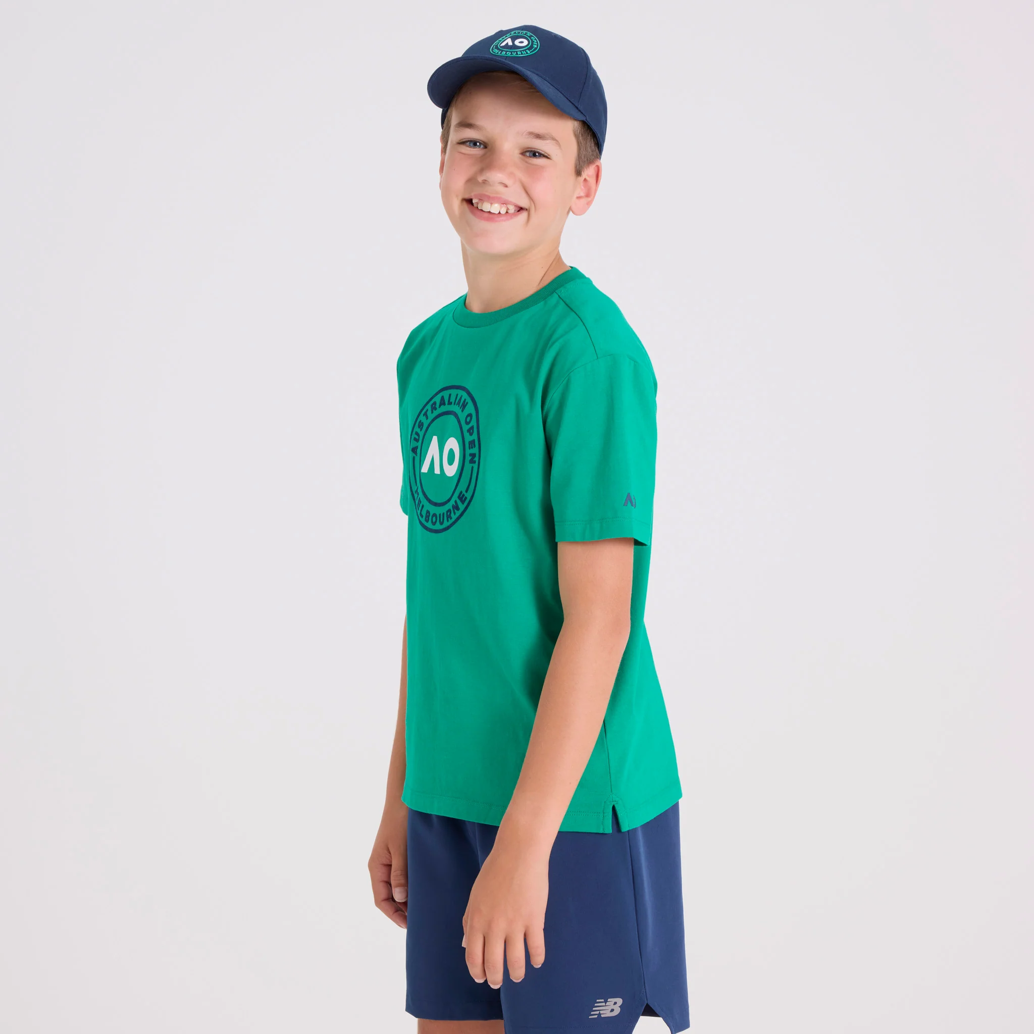 Kids Australian Open Round Logo T-Shirt Green - Image 3