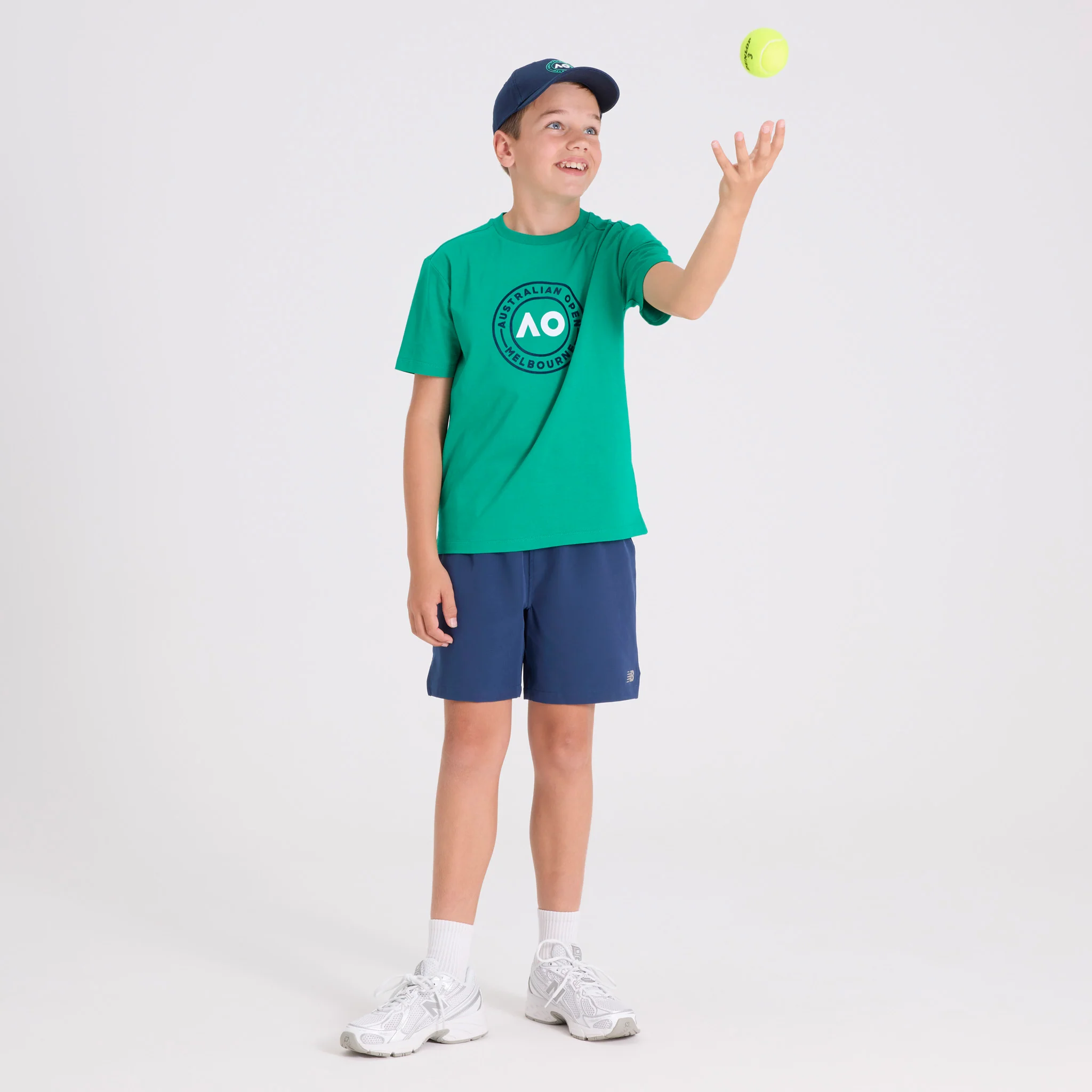 Kids Australian Open Round Logo T-Shirt Green - Image 4