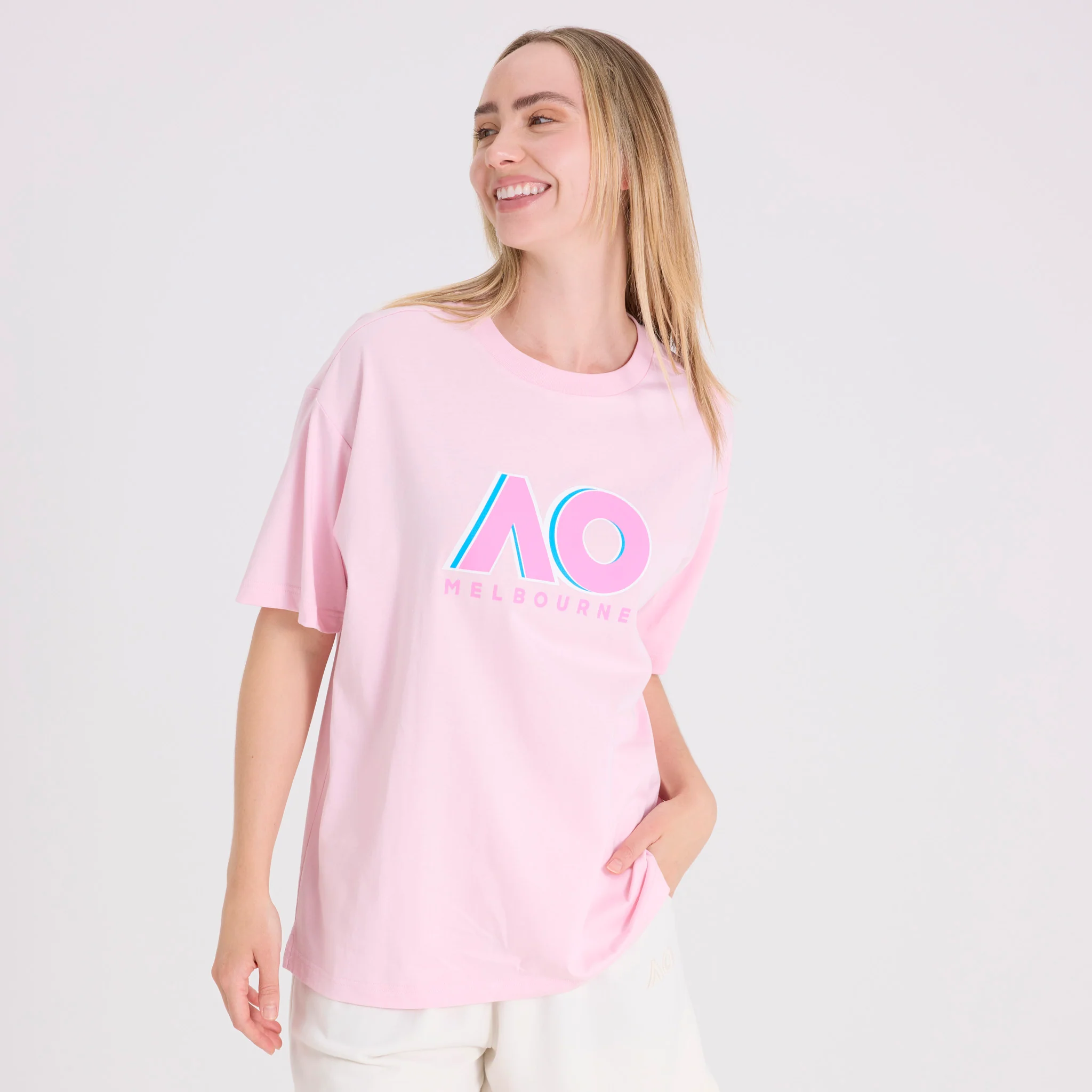 Unisex Australian Open Logo T-Shirt Pink - Image 3