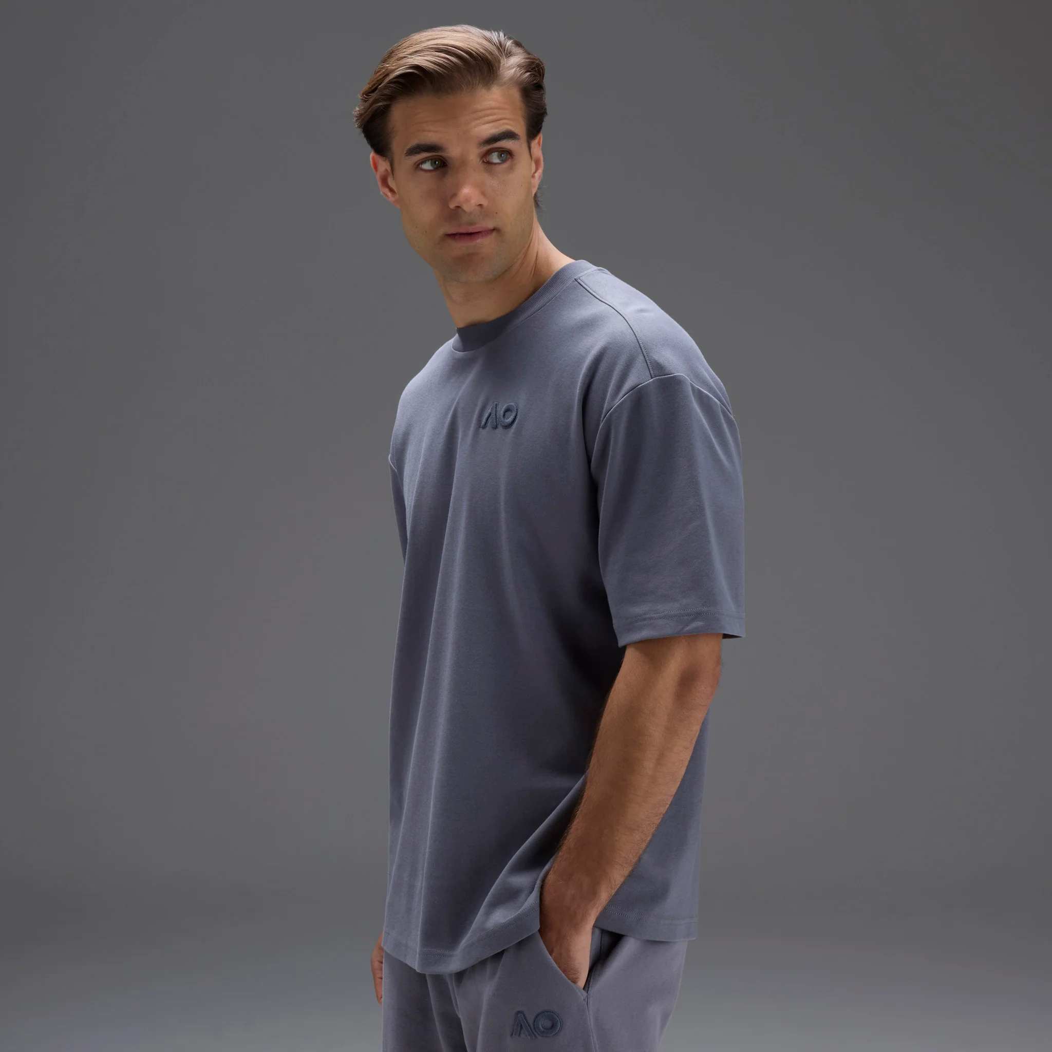 Men's Australian Open T-Shirt Grey - Image 4