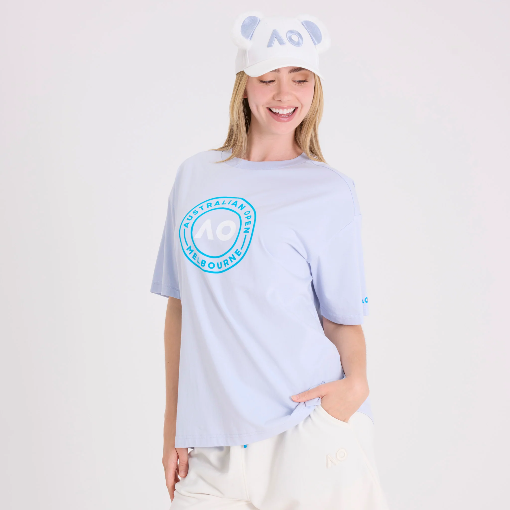 Unisex Australian Open Round Logo T-Shirt Light Blue - Image 3