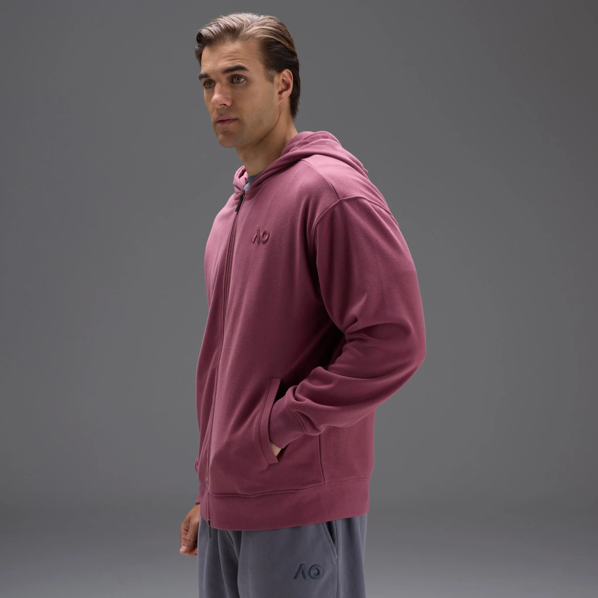 Unisex Australian Open Zip-Up Hoodie Red - Image 4