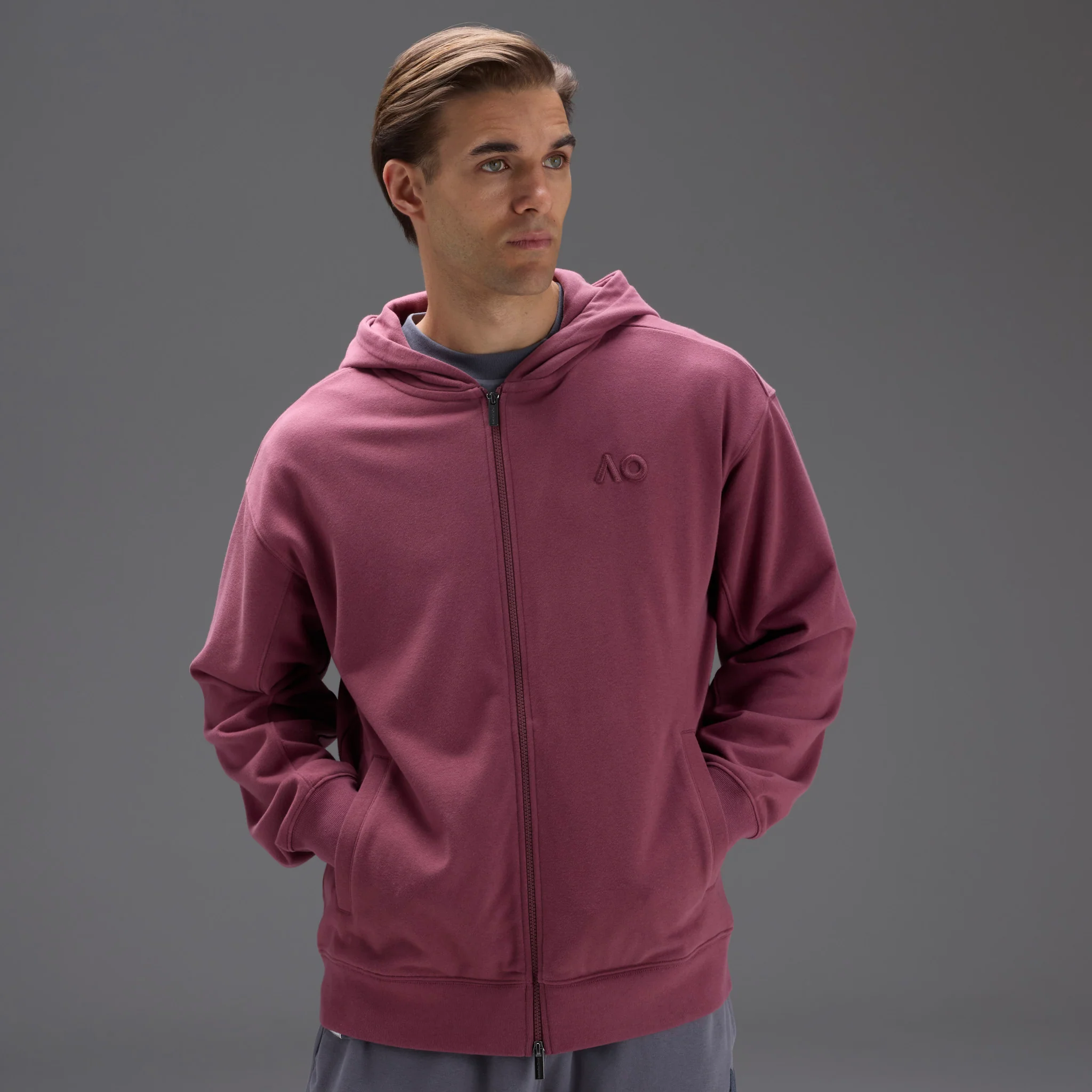 Unisex Australian Open Zip-Up Hoodie Red - Image 7