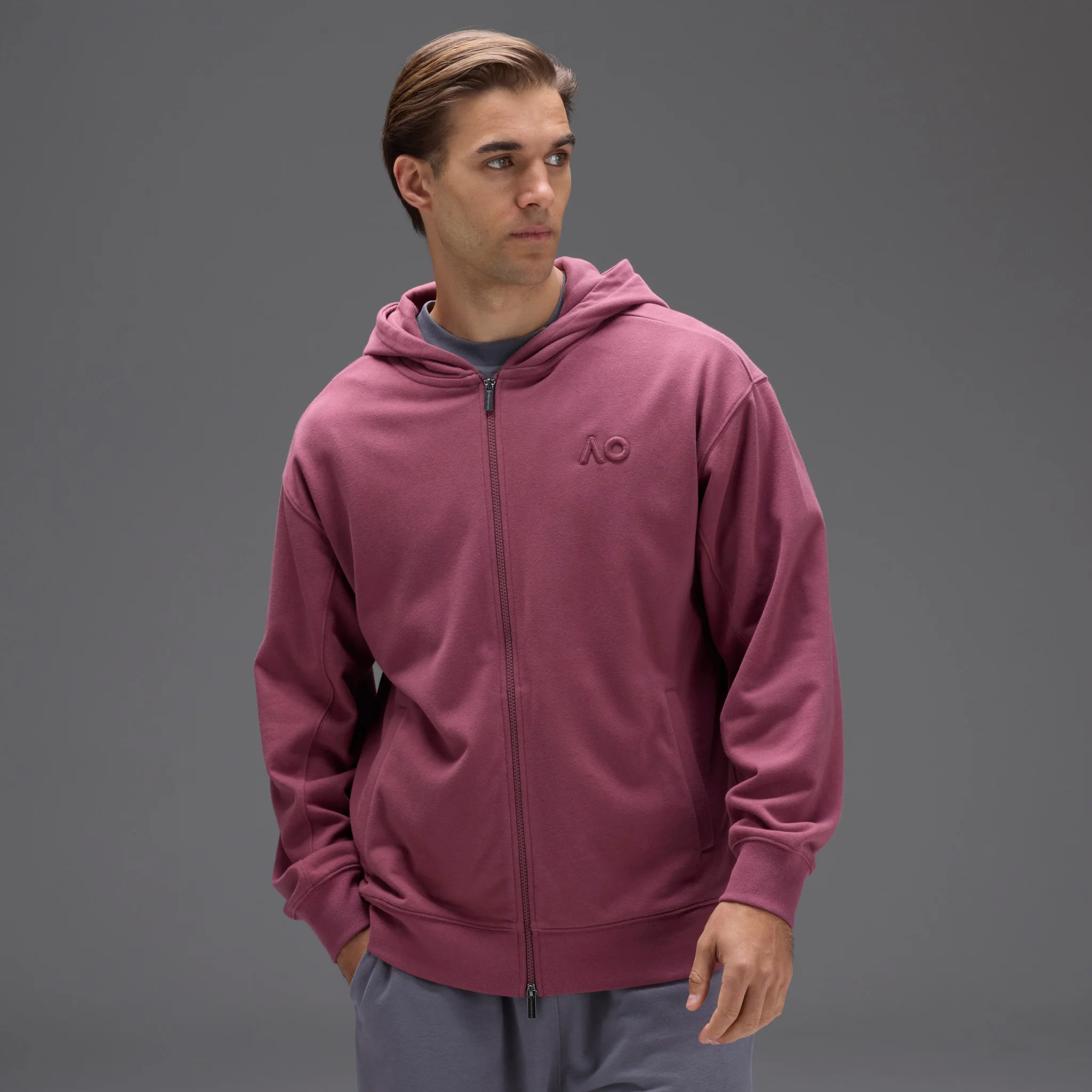 Unisex Australian Open Zip-Up Hoodie Red - Image 8