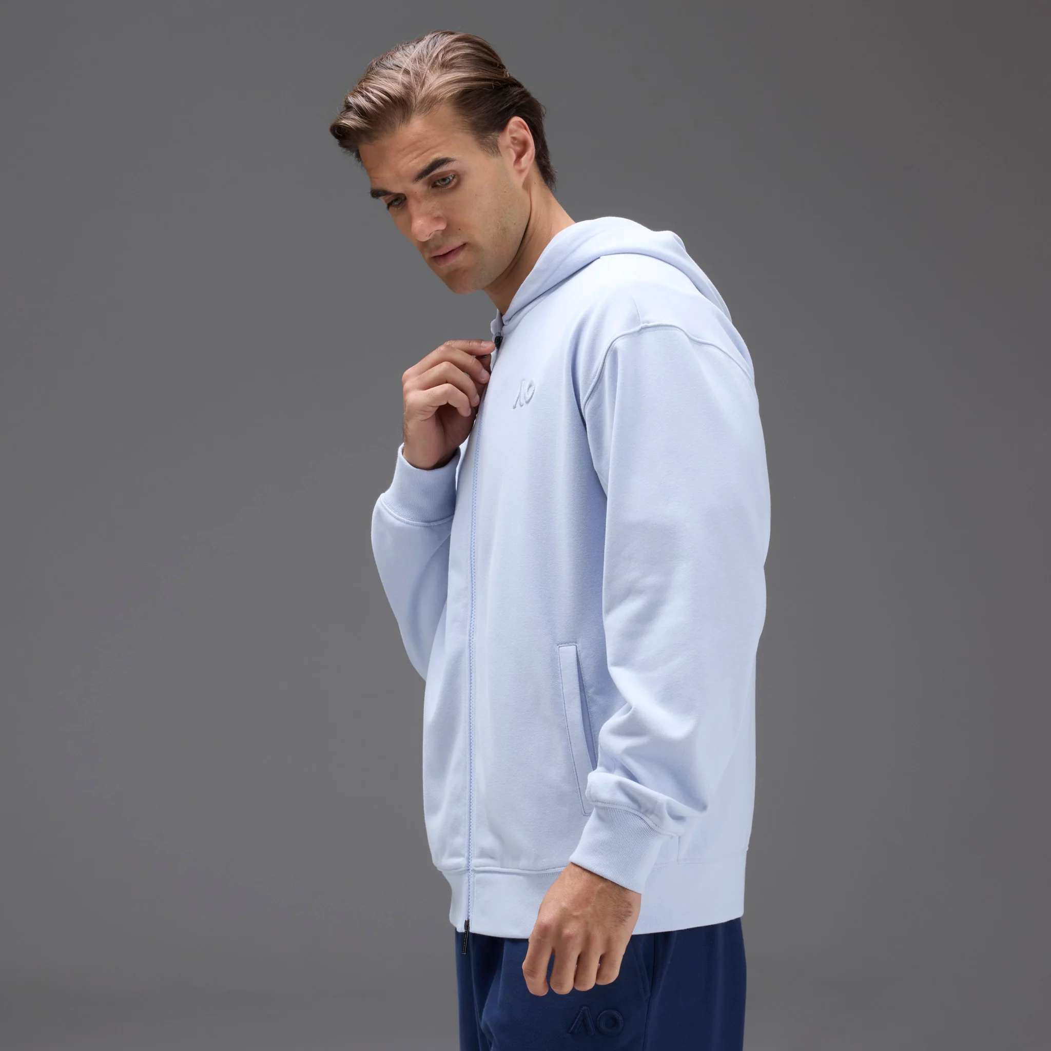 Unisex Australian Open Zip-Up Hoodie Light Blue - Image 8