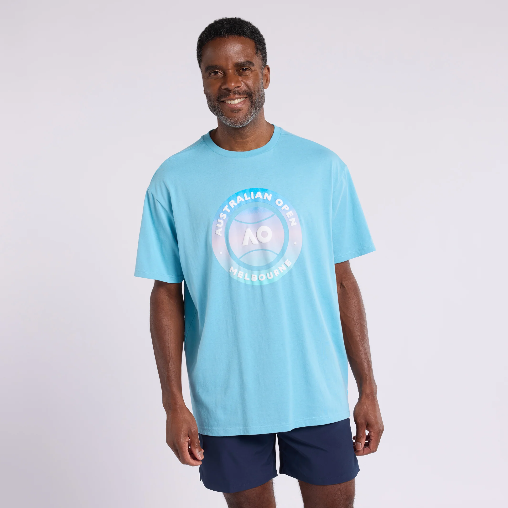 Men's Milky Blue T-Shirt Round Logo - Image 2