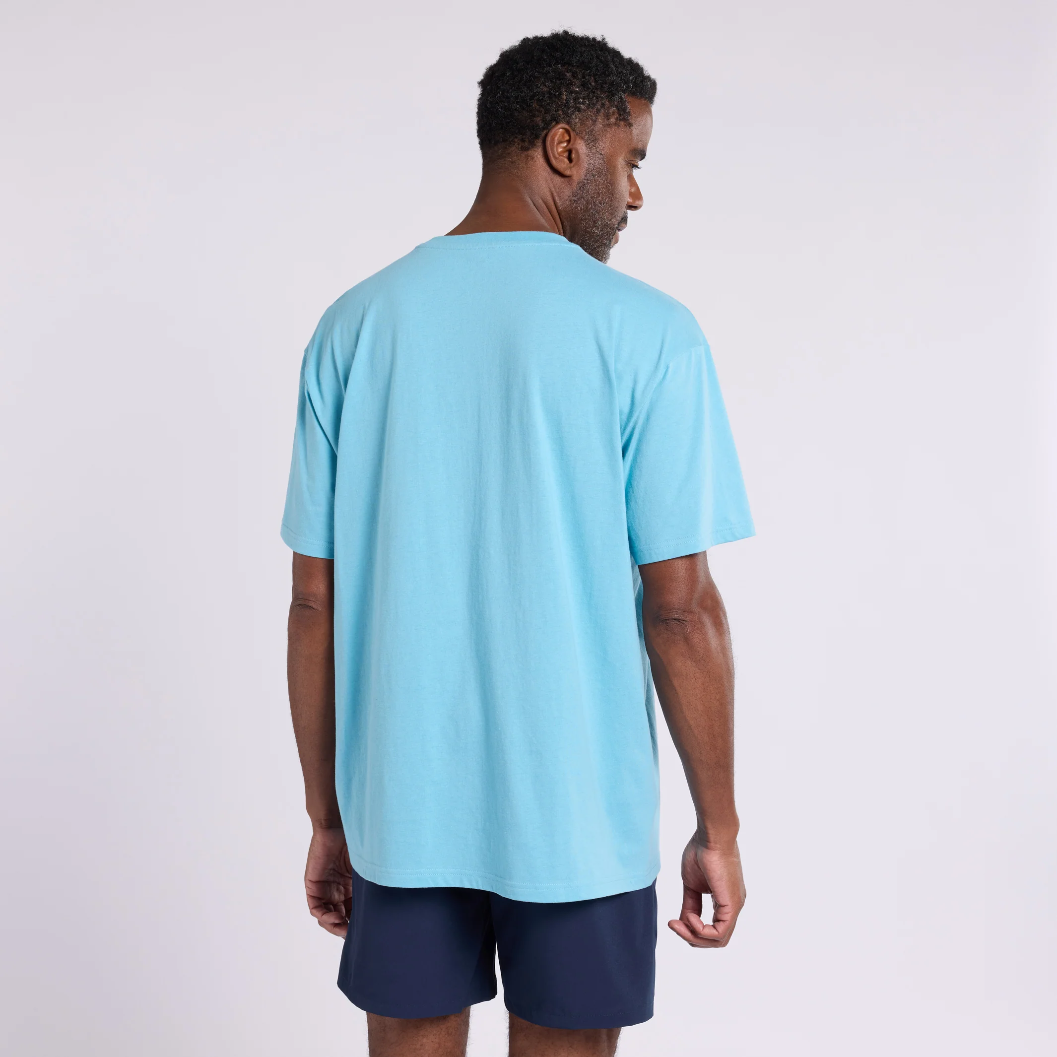 Men's Milky Blue T-Shirt Round Logo - Image 4