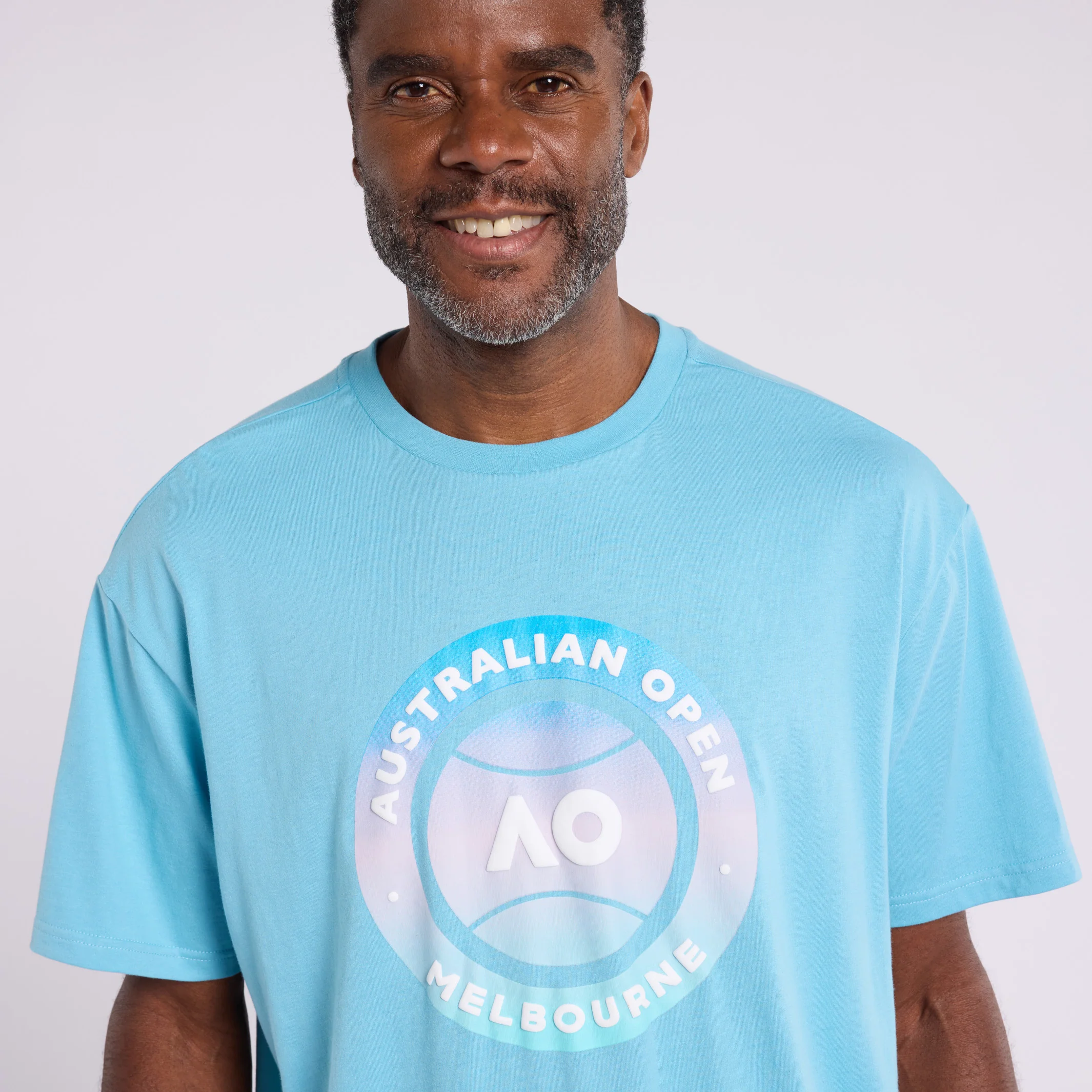 Men's Milky Blue T-Shirt Round Logo - Image 5