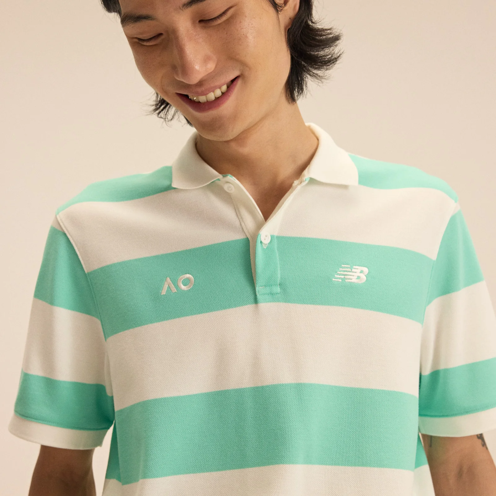 Men's Striped Polo Green - Image 6