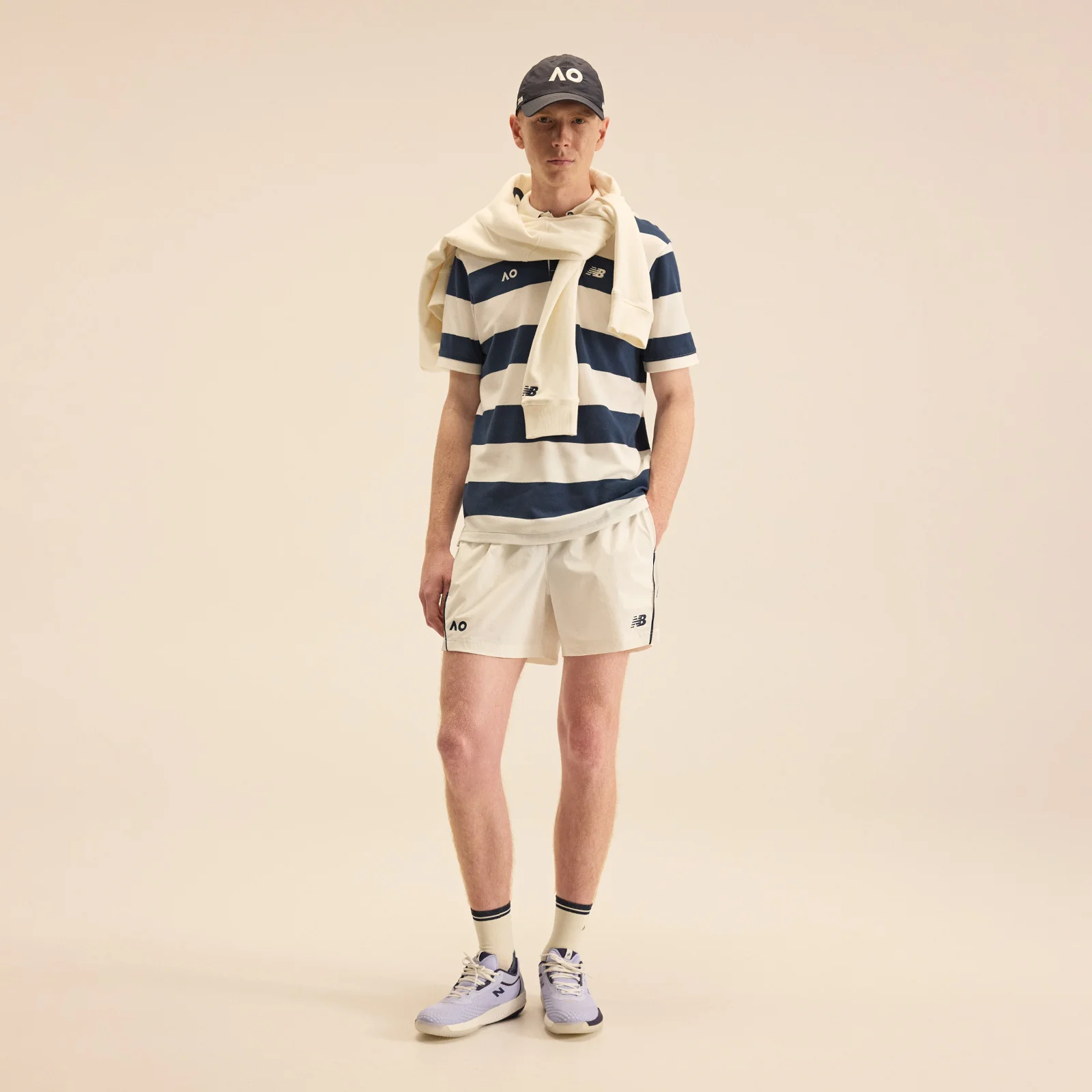 Men's Striped Polo Navy
