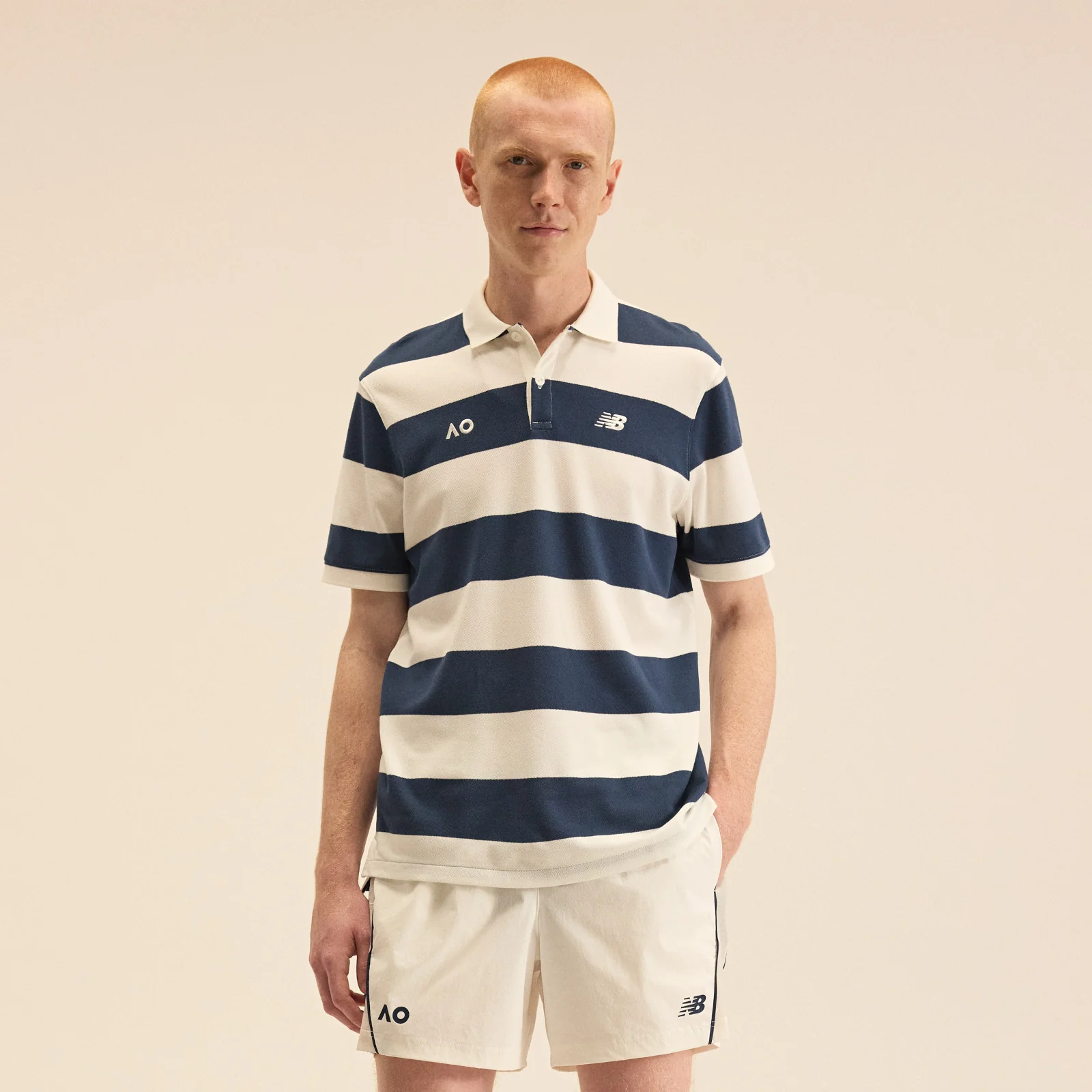Men's Striped Polo Navy - Image 2