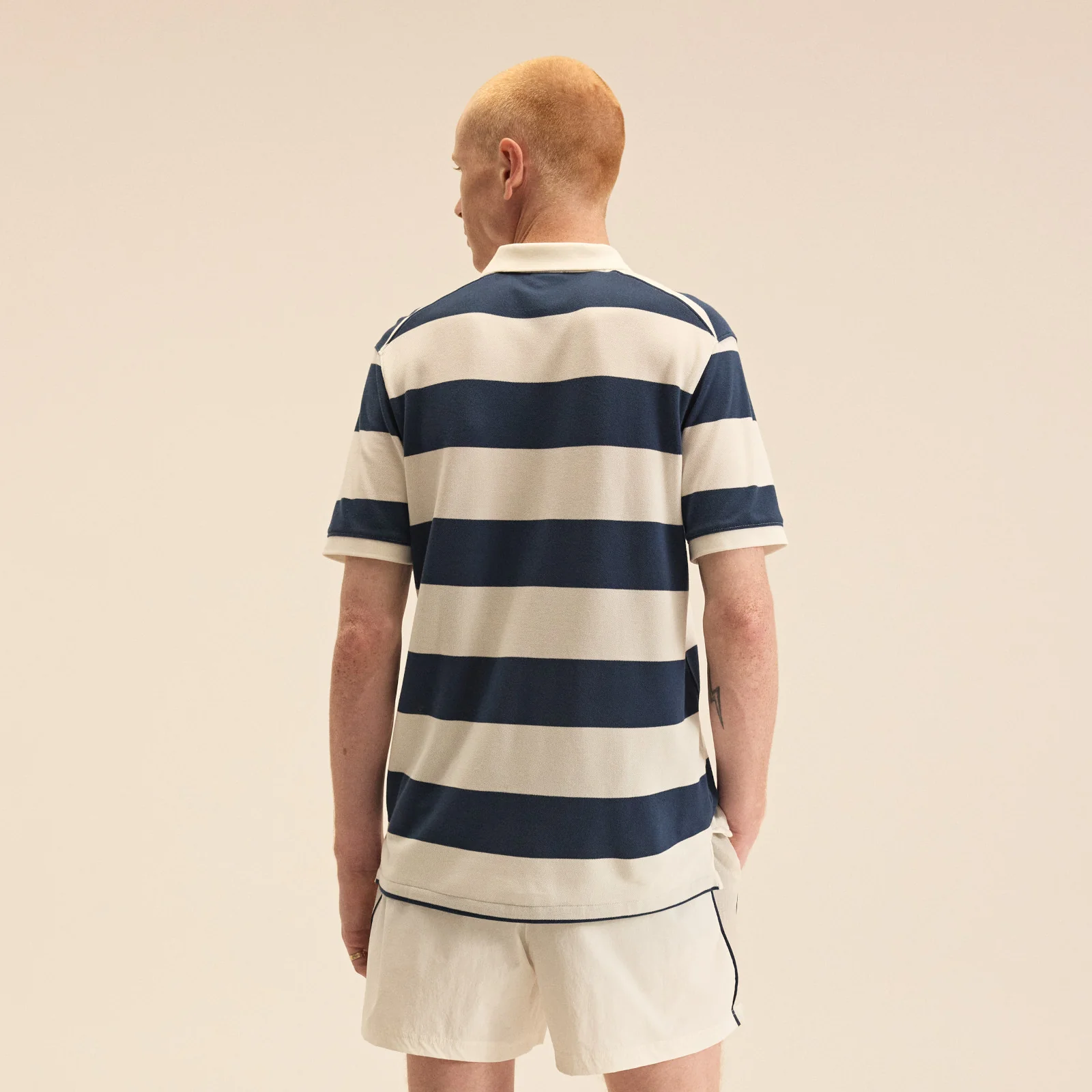 Men's Striped Polo Navy - Image 3