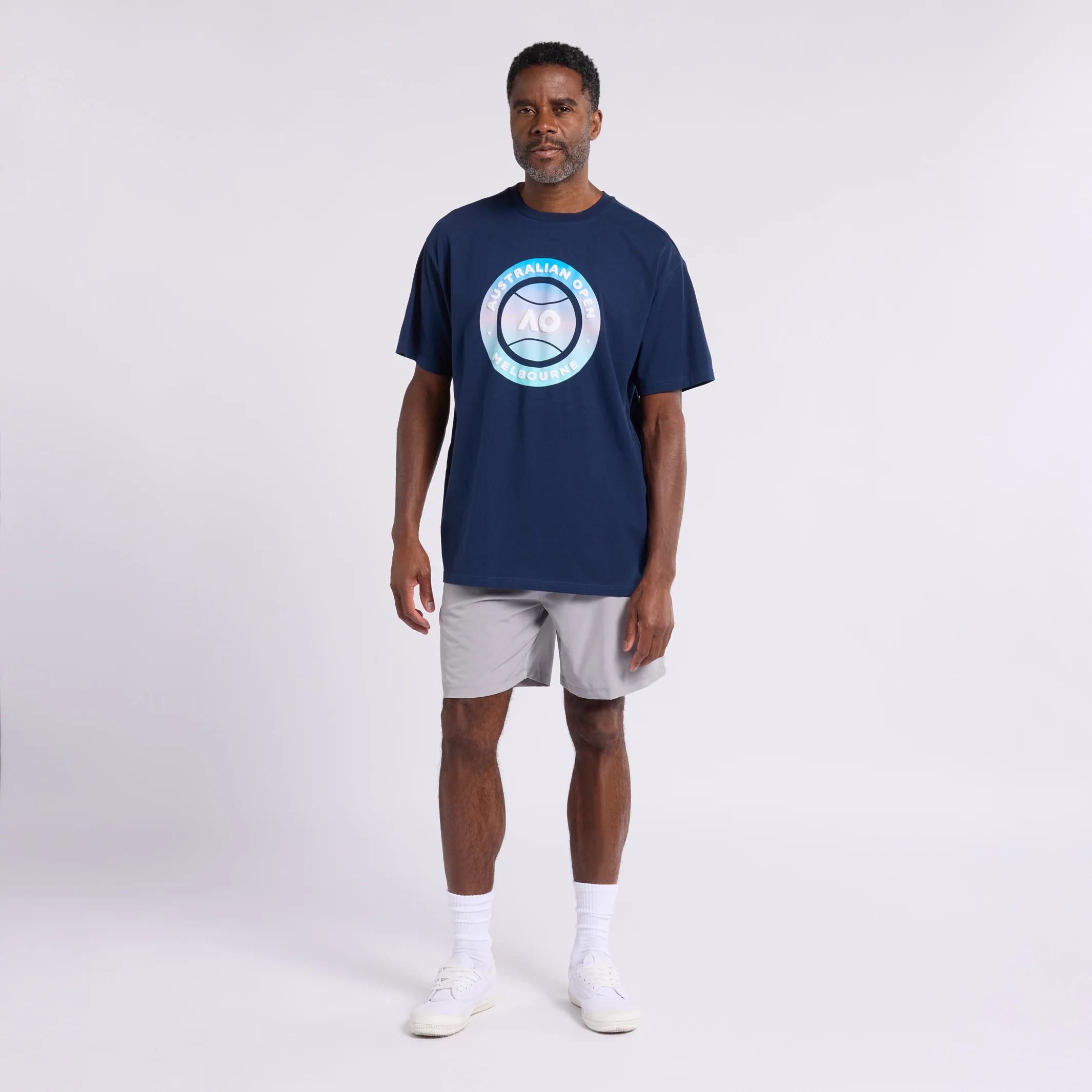 Men's Navy T-Shirt Round Logo - Image 3
