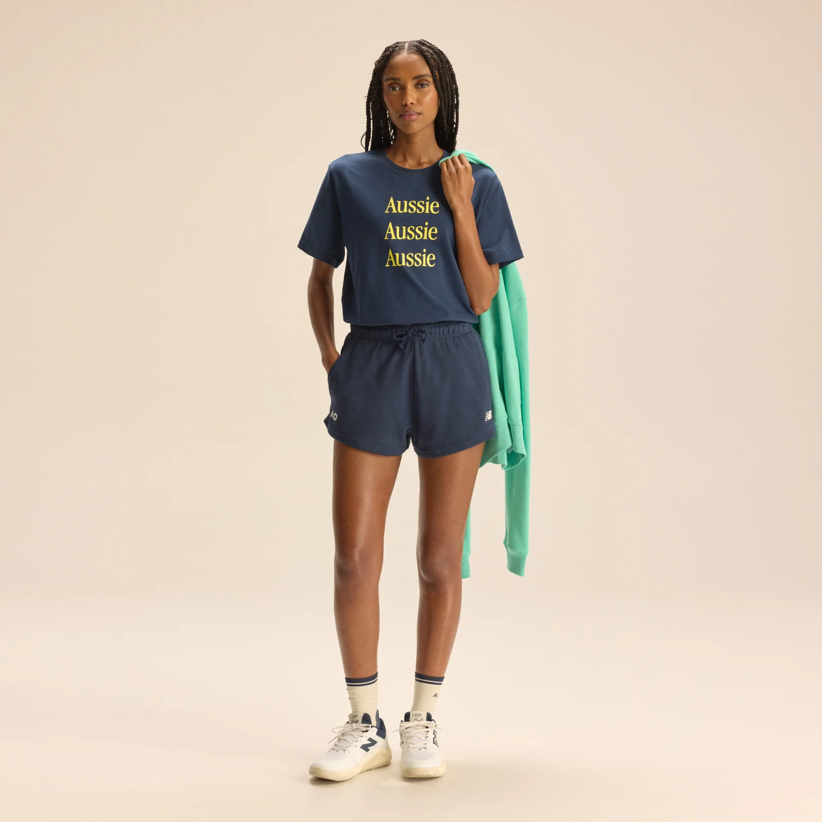 Womens's Fleece Shorts Navy - Image 4